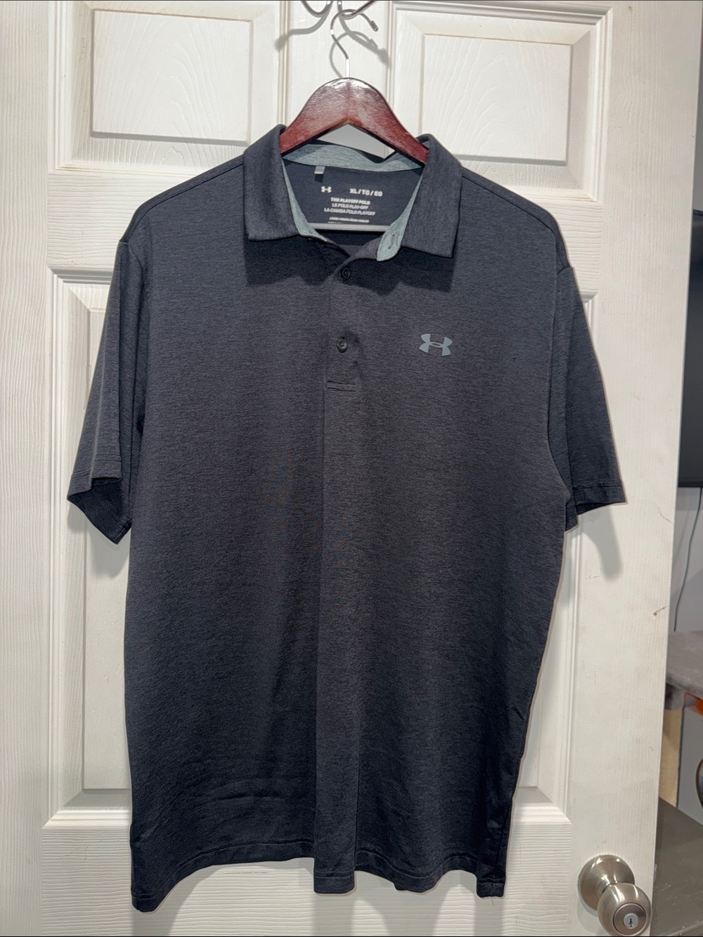 Under Armour Men's Charcoal Polo with Gray Logo
